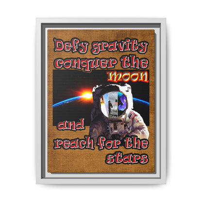 defy conquer reach - framed canvas art (brown papyrus)