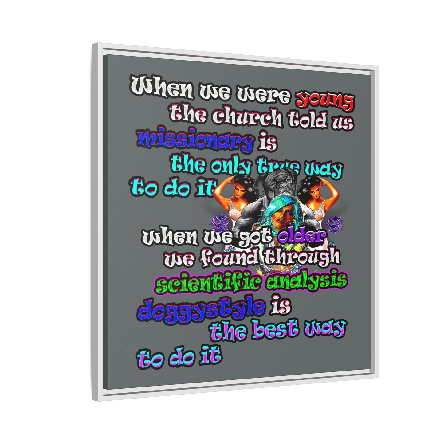 doggystyle - framed canvas art (dark grey)
