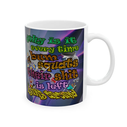 the bum's shit - White Mug (grey-pink wave)