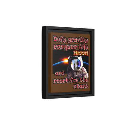 defy conquer reach - framed canvas art (brown)