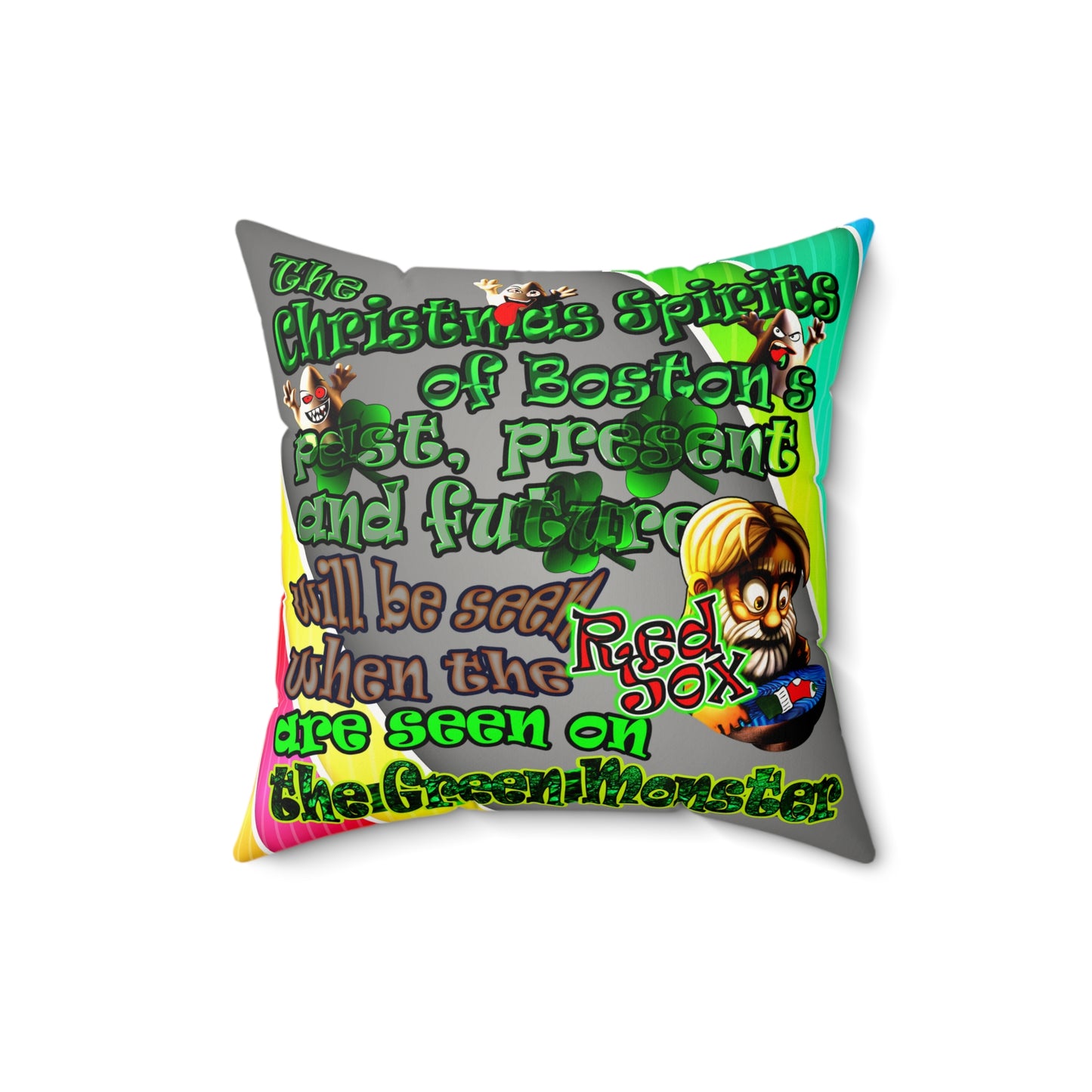 christmas spirits of boston - Faux Suede Square Pillow - (rainbow split)