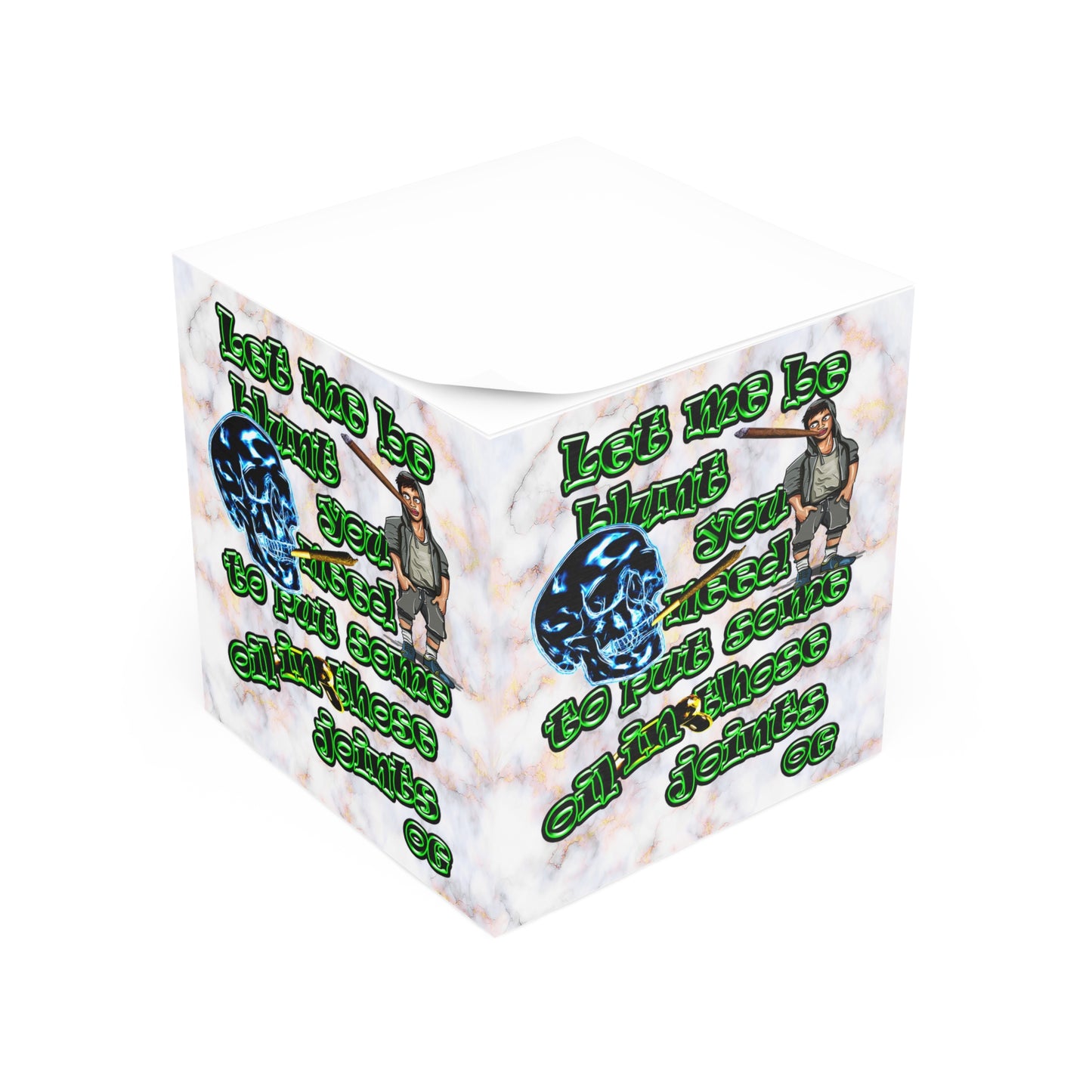 og - note cube (white marble)