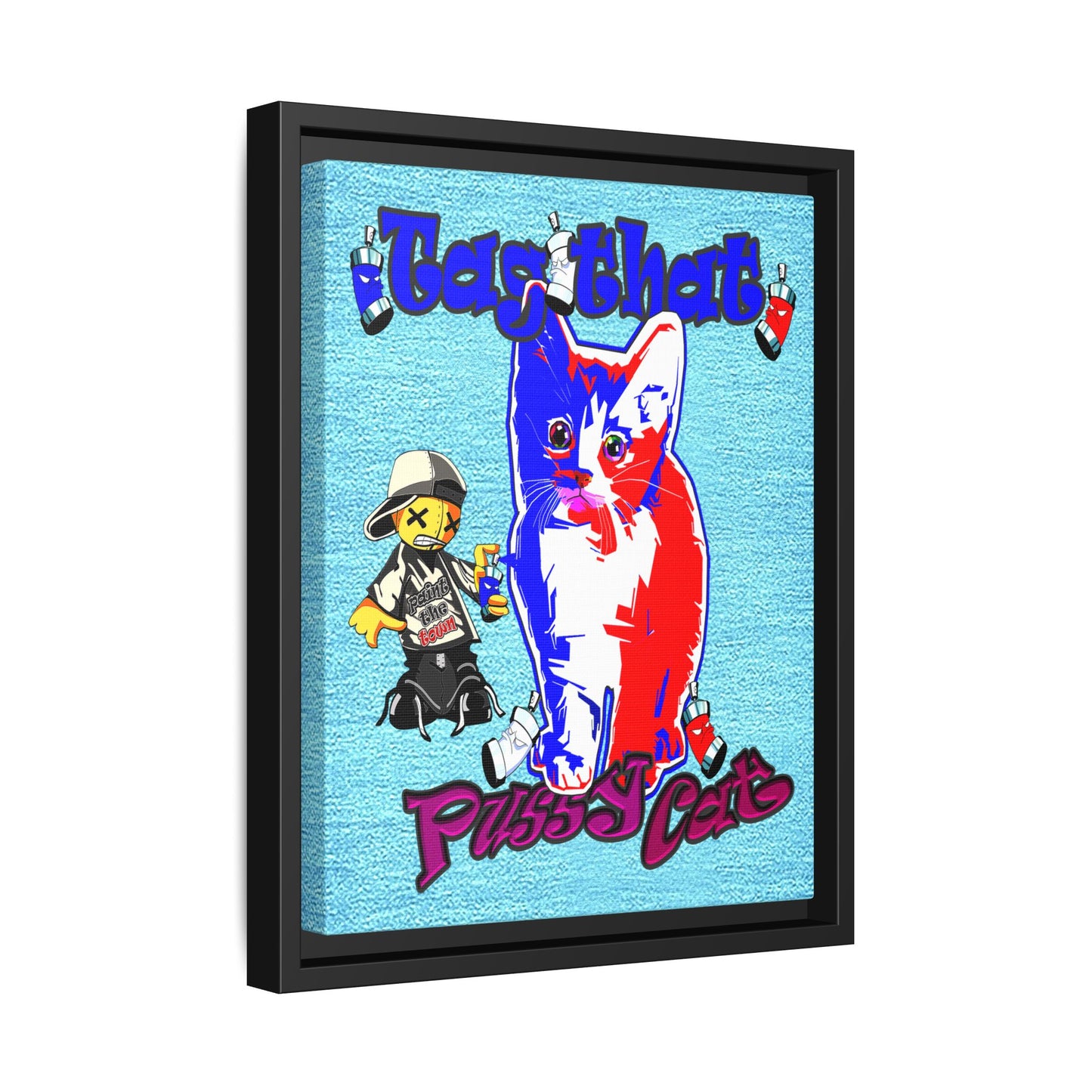 tag that - framed canvas art (faded blue)