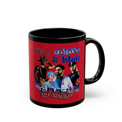 rw&b lives matter - Black Mug (dark red)