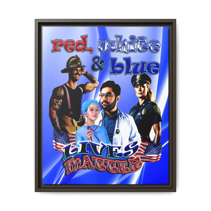 rw&b lives matter - framed canvas art (blue-white wave)