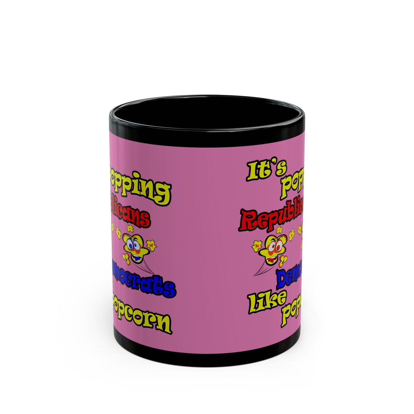 popping like popcorn - Black Mug (light pink)
