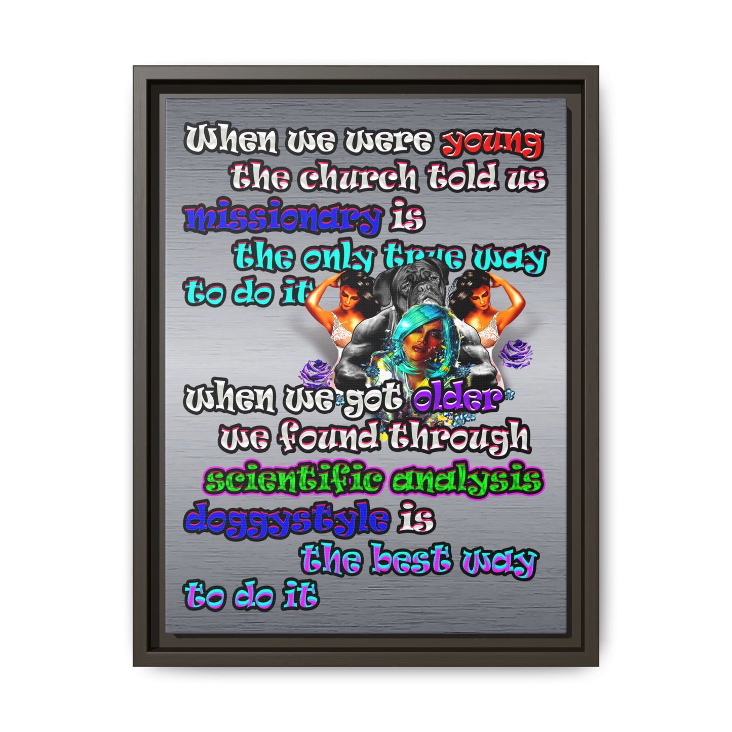 doggystyle - framed canvas art (brushed nickel)