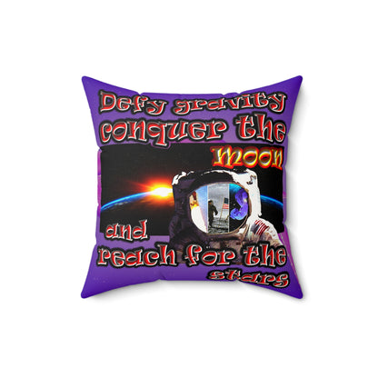 defy conquer reach - Faux Suede Square Pillow - (purple-pink wave)