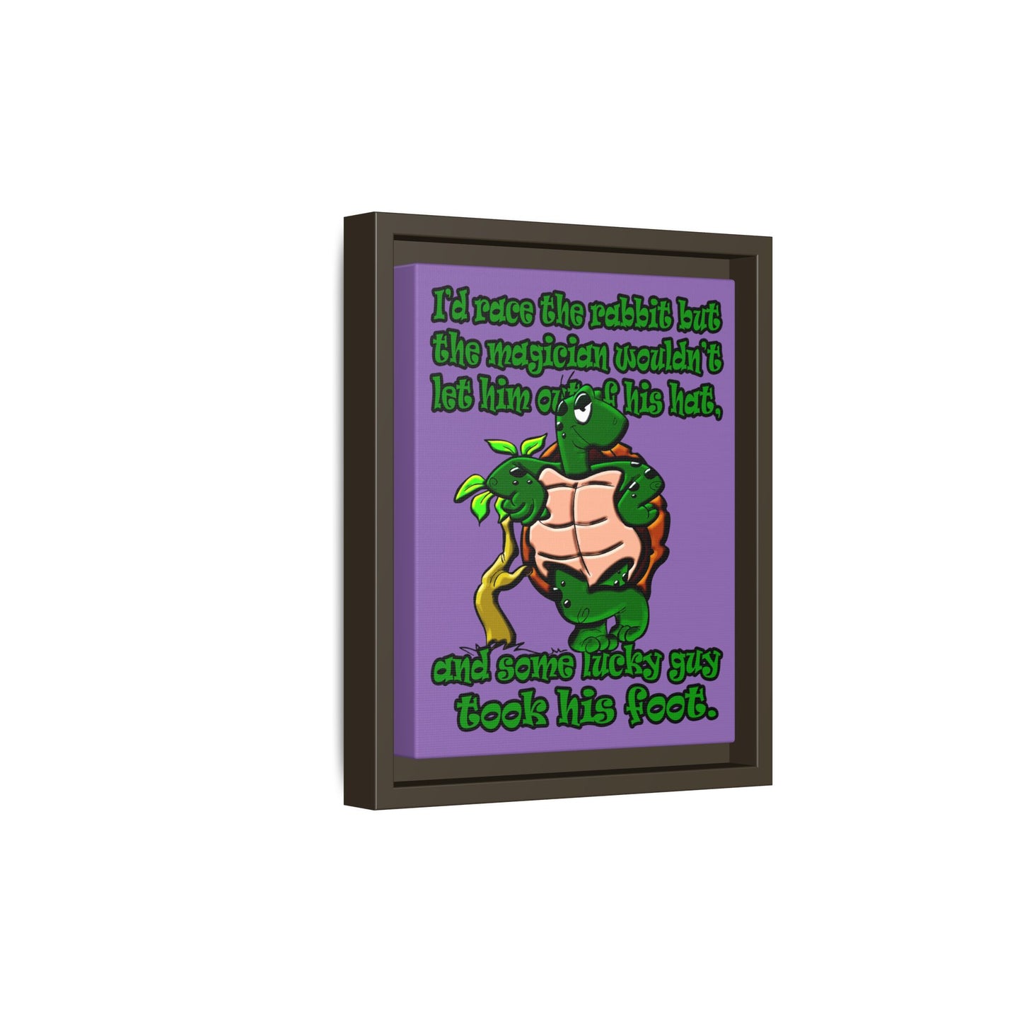 turtle race - framed canvas art (light purple)