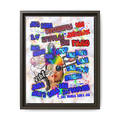 drop the beat - framed canvas art (white marble)
