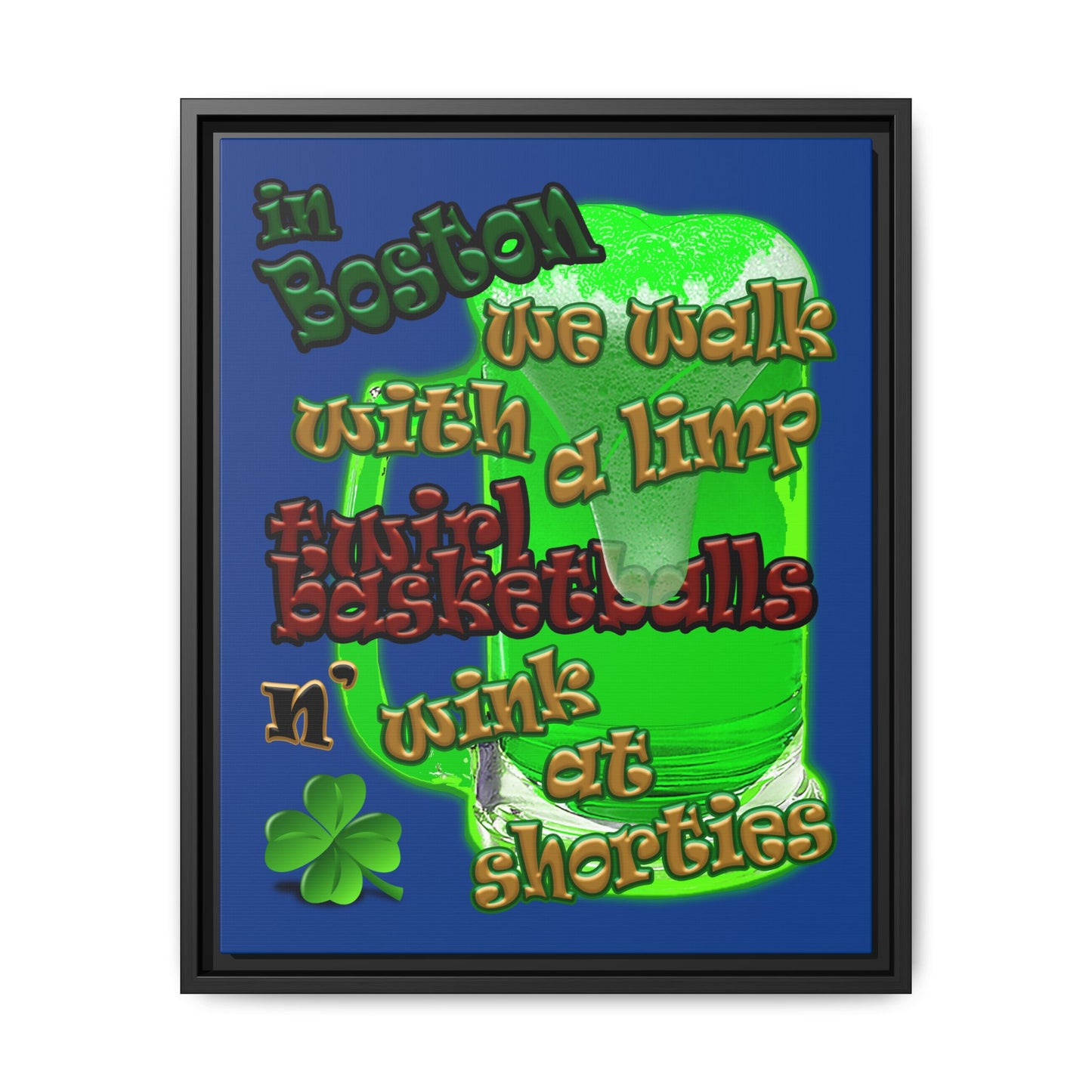 celtics logo - framed canvas art (dark blue)