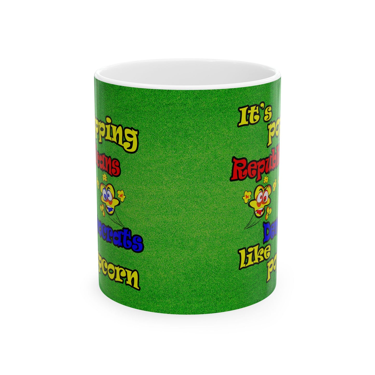 popping like popcorn - White Mug (green turf)