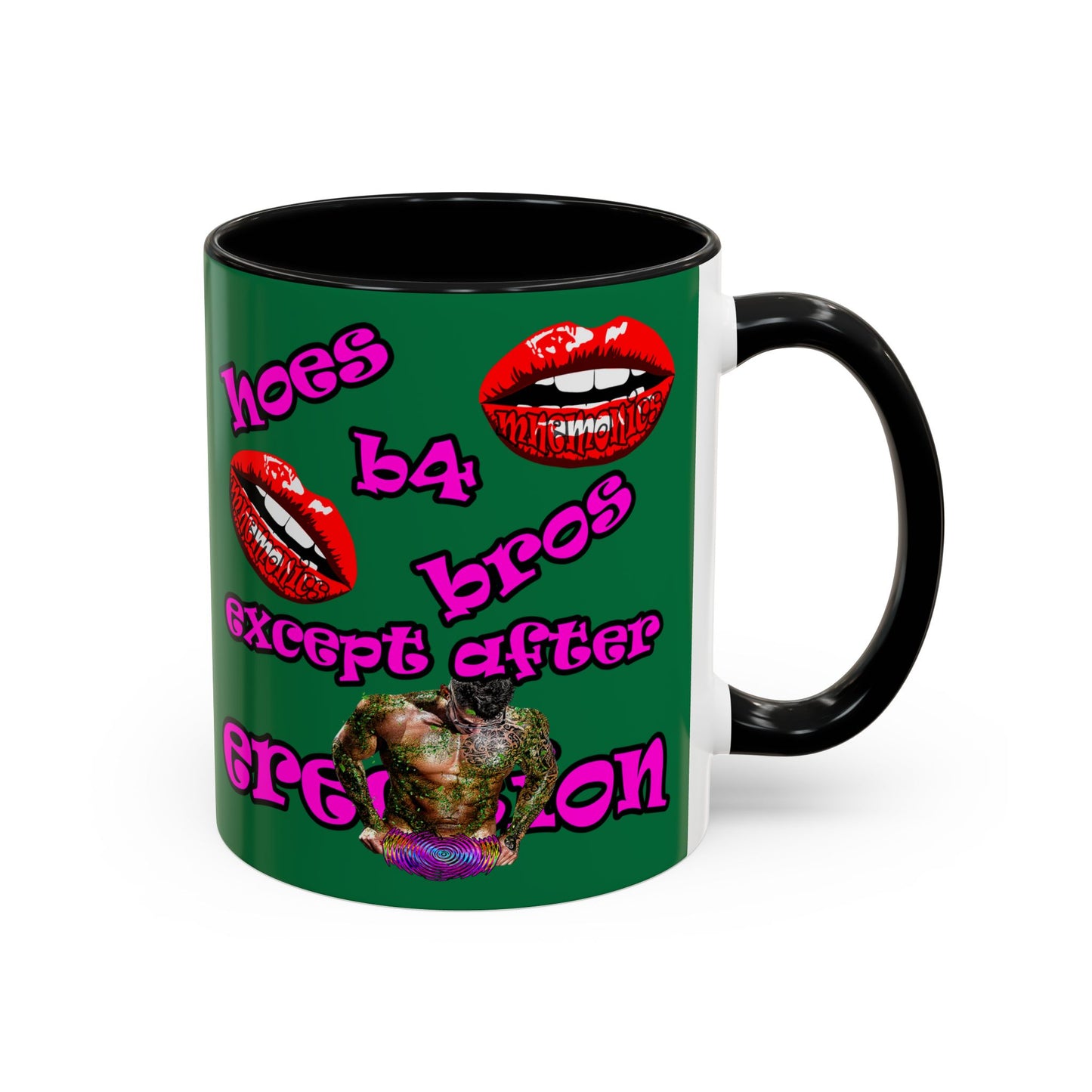 hoes b4 bros - Accent Mug (dark green)