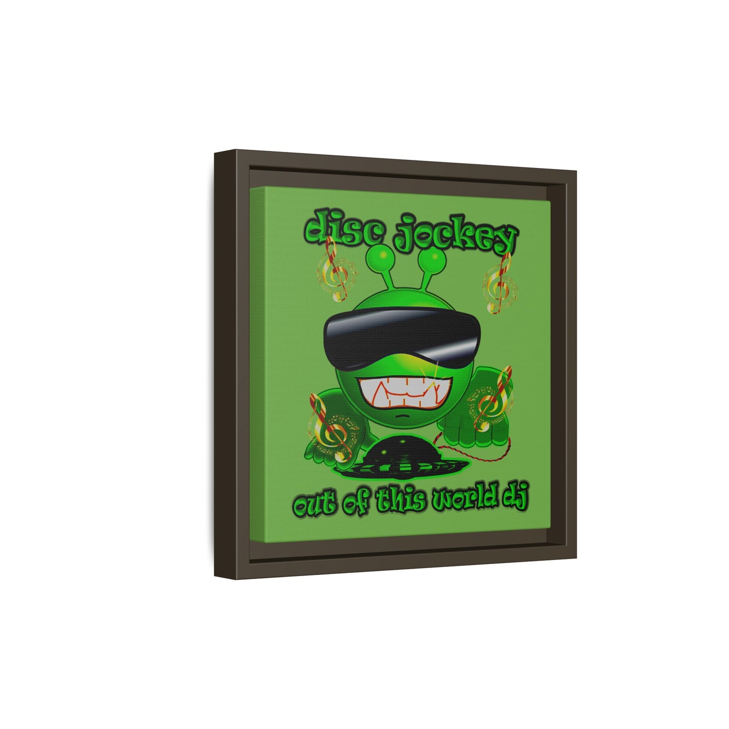 disc jockey - framed canvas art (green)