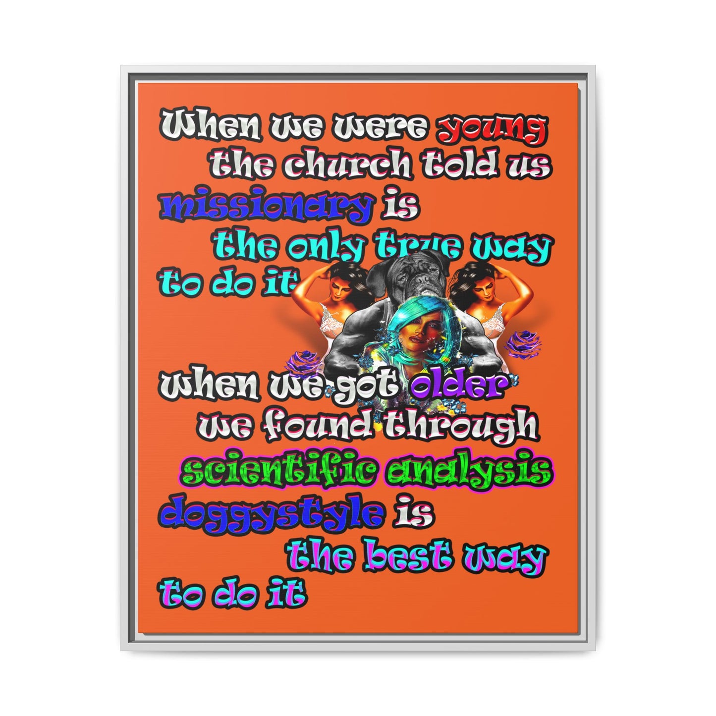 doggystyle - framed canvas art (orange)