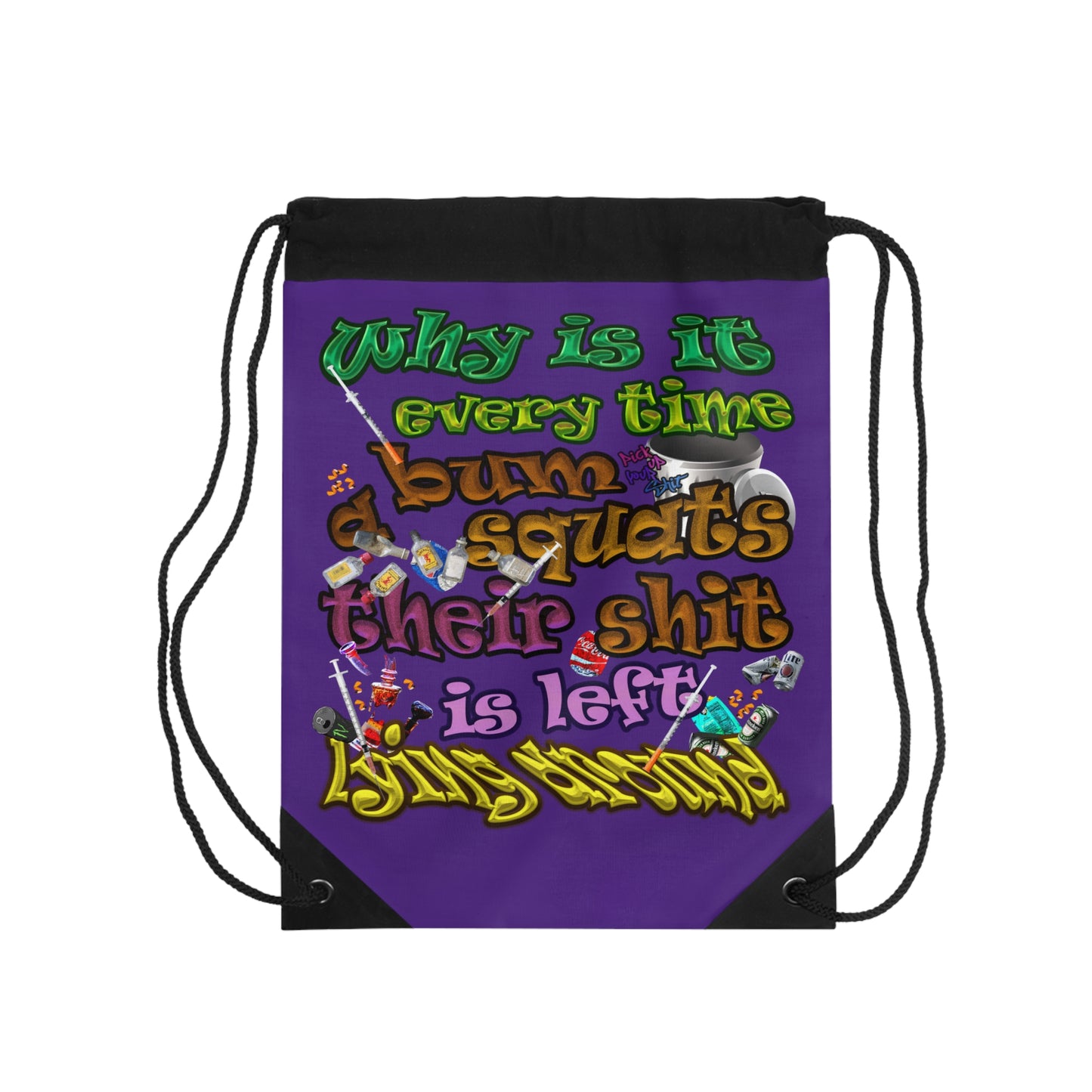 the bum's shit - Drawstring Bag (purple)