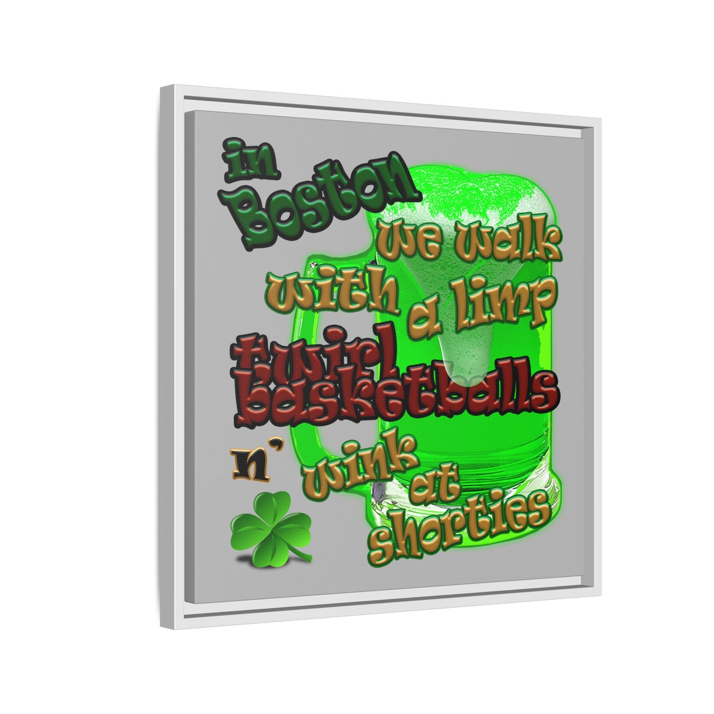 celtics logo - framed canvas art (light grey)
