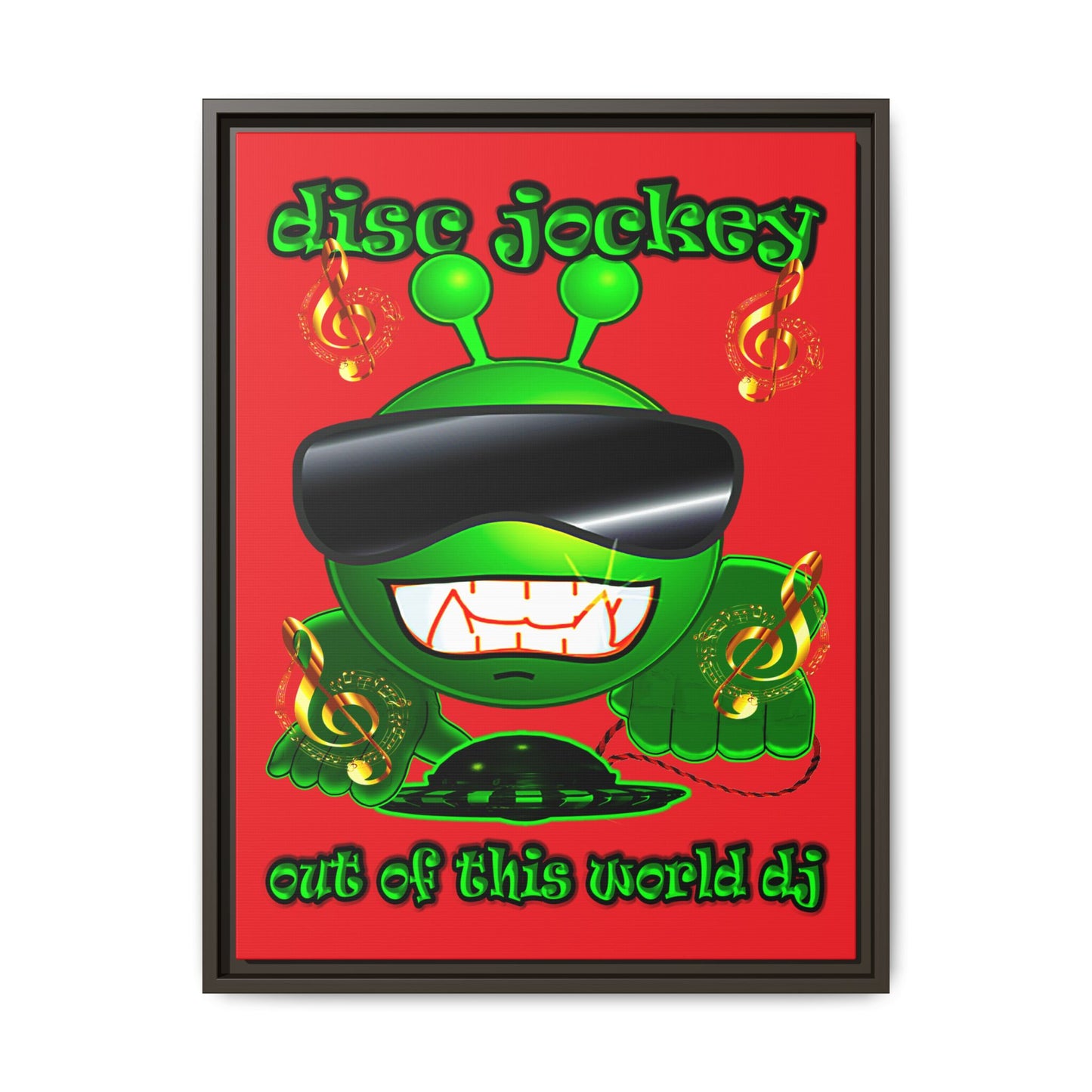 disc jockey - framed canvas art (red)
