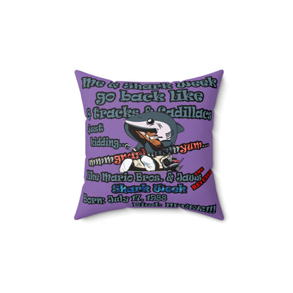 shark week - Spun Polyester Square Pillow - (light purple)