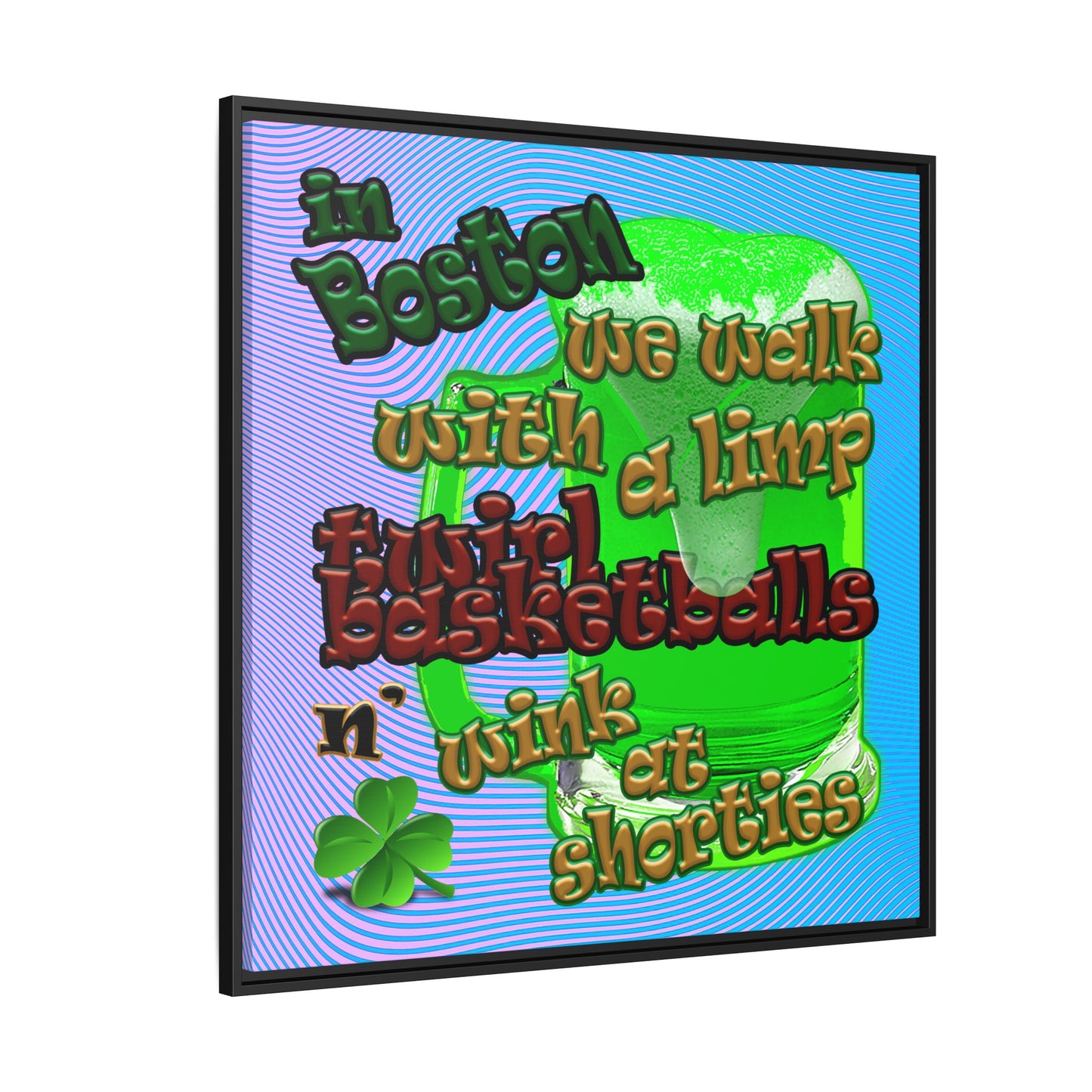 celtics logo - framed canvas art (light blue-purple wave)