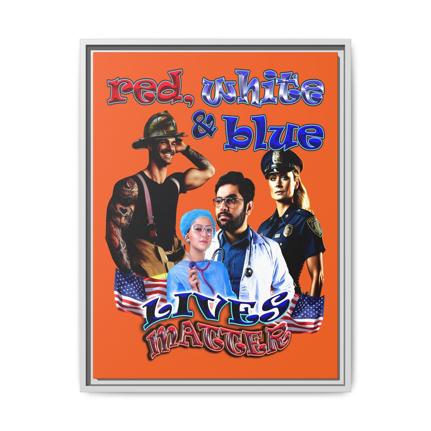 rw&b lives matter - framed canvas art (orange)