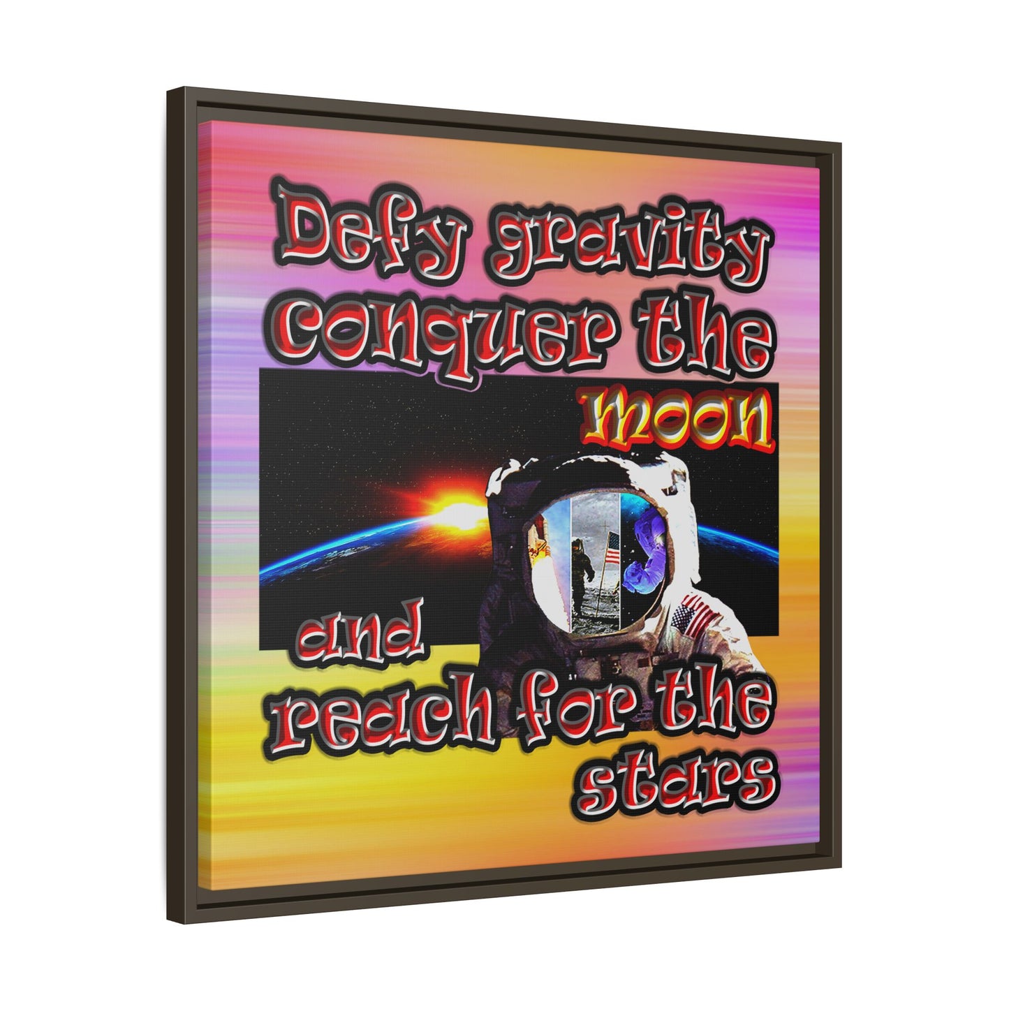 defy conquer reach - framed canvas art (color blur)