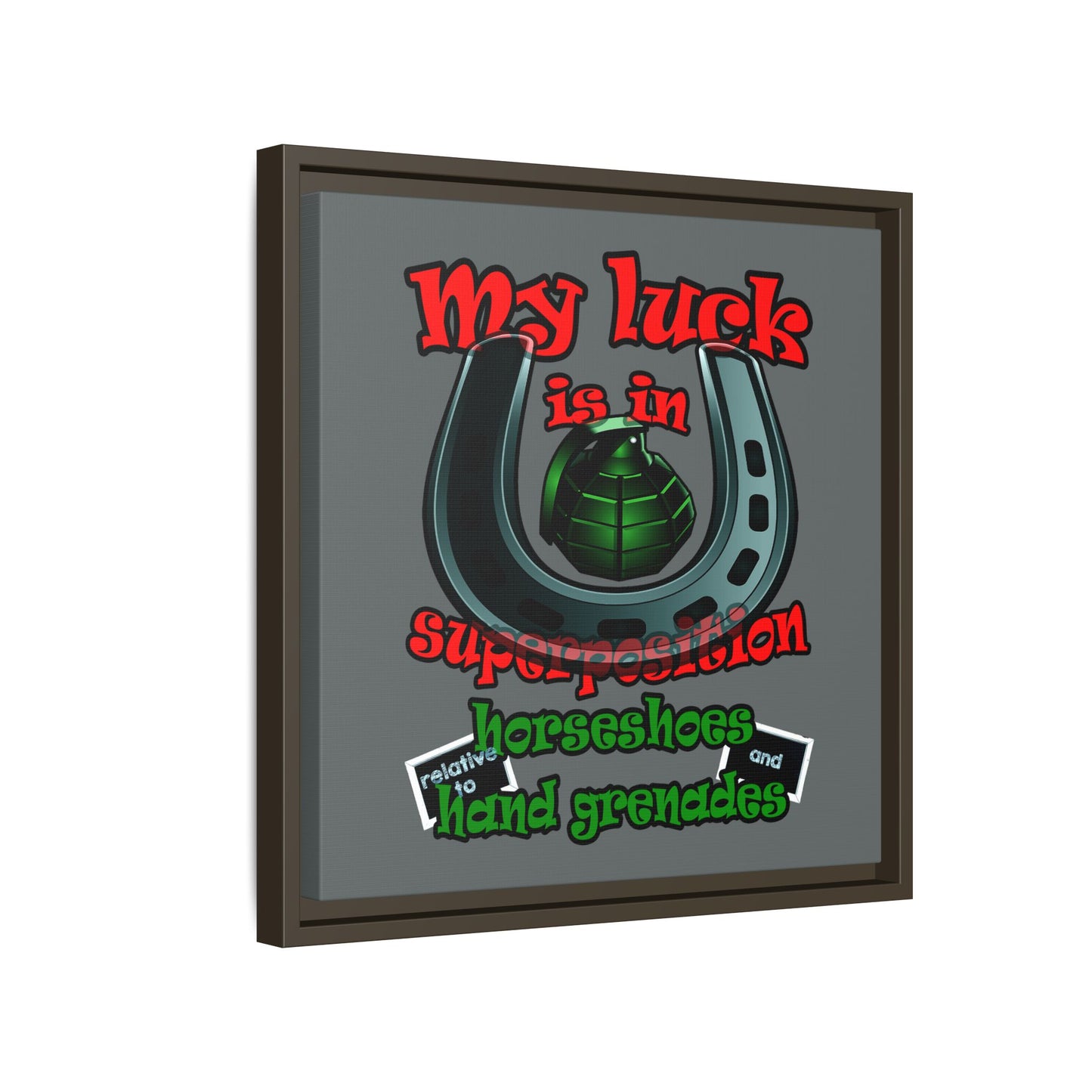 my luck - framed canvas art (dark grey)