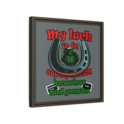 my luck - framed canvas art (dark grey)
