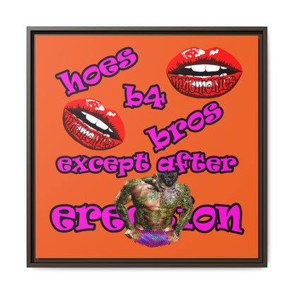 hoes b4 bros - framed canvas art (orange)