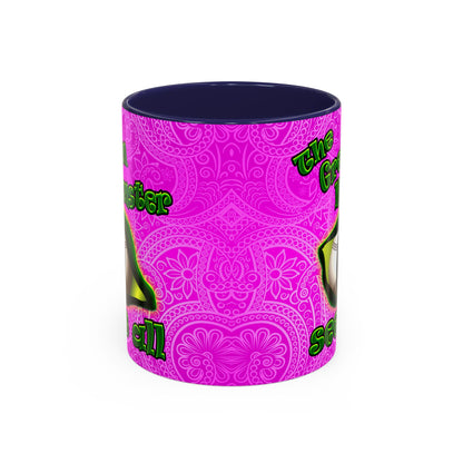 green monster - Accent Mug (pink swirl)