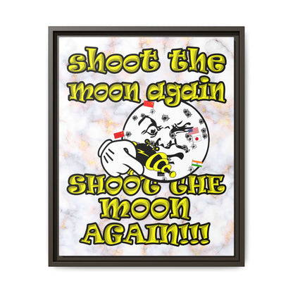 shoot the moon again - framed canvas art (white marble)