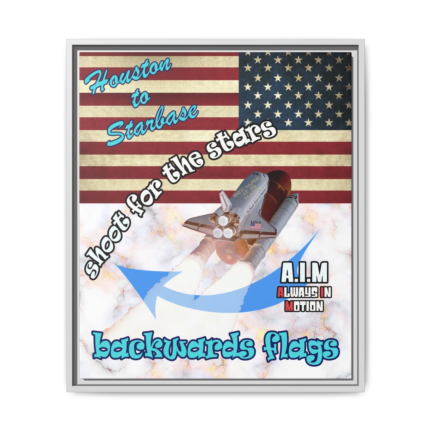 shoot for the stars - framed canvas art (white marble)