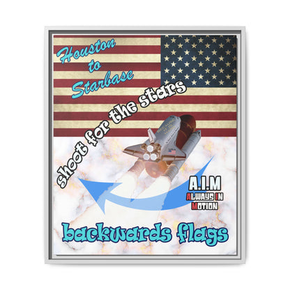 shoot for the stars - framed canvas art (white marble)