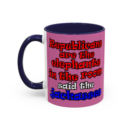 donkeys and elephants - Accent Mug (light pink)