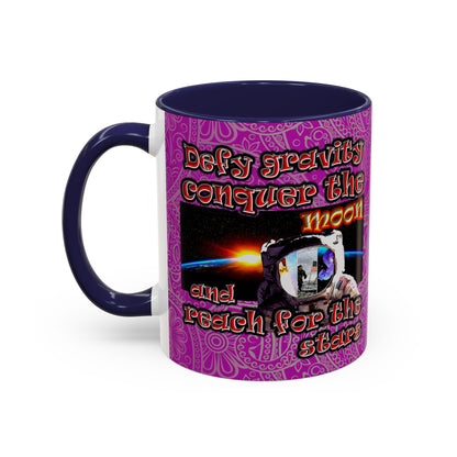 defy conquer reach - Accent Mug (pink swirl)