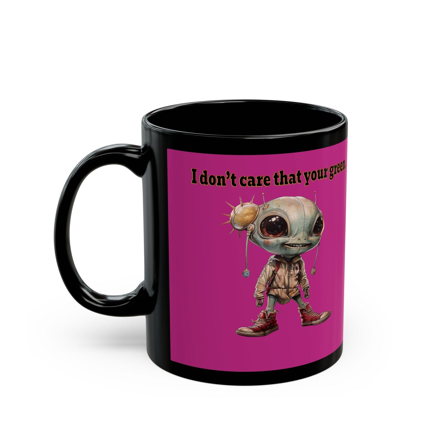 I don't care that your grey - Black Mug (pink)