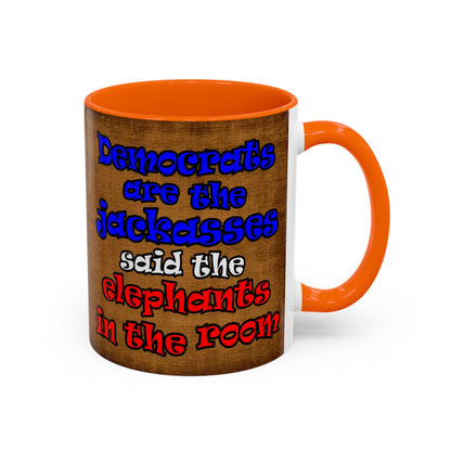 donkeys and elephants - Accent Mug (brown papyrus)