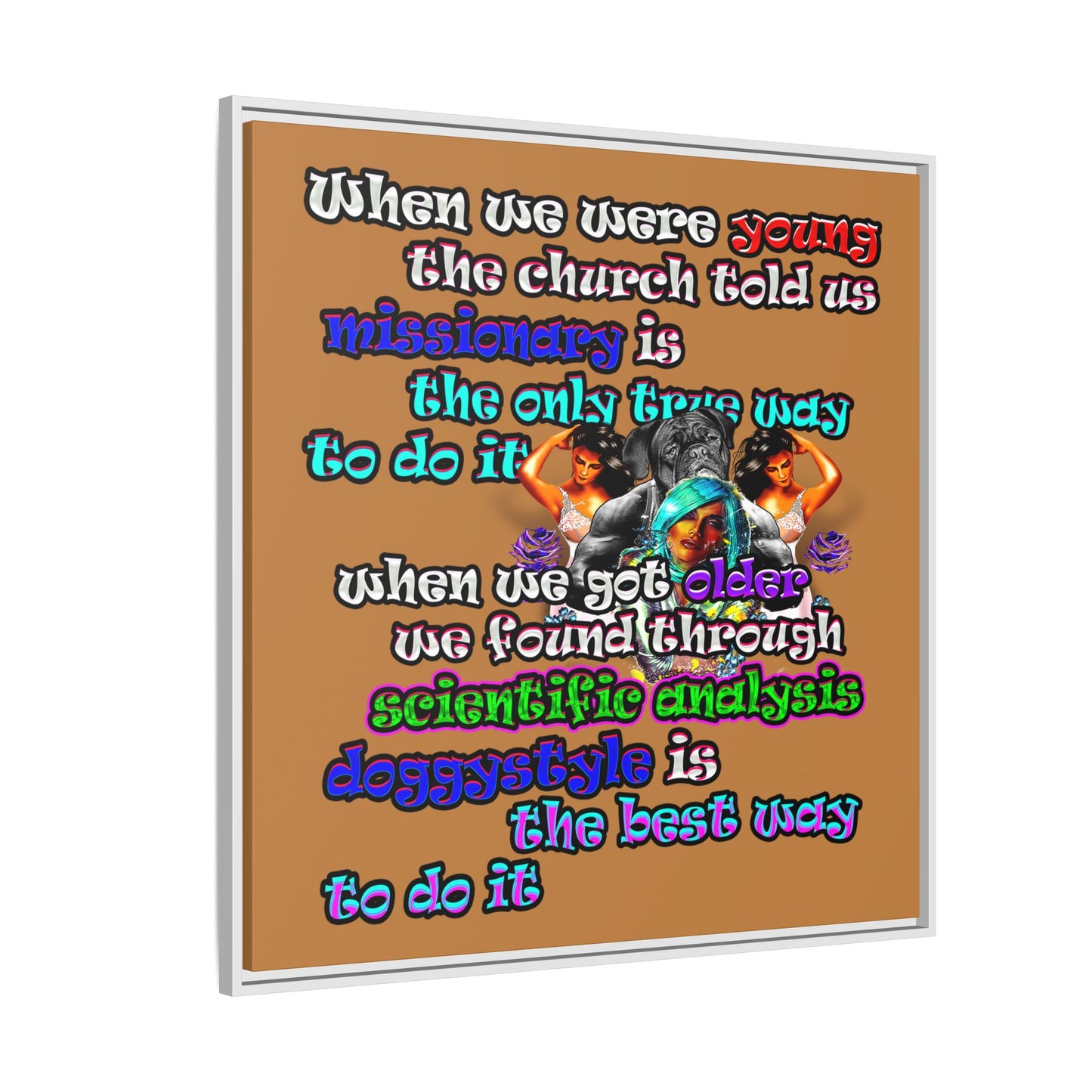 doggystyle - framed canvas art (light brown)