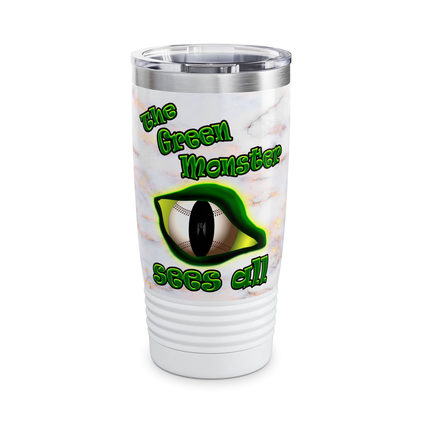 green monster - Ringneck Tumbler, 20oz (white marble)