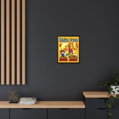 love peace - framed canvas art (yellow)