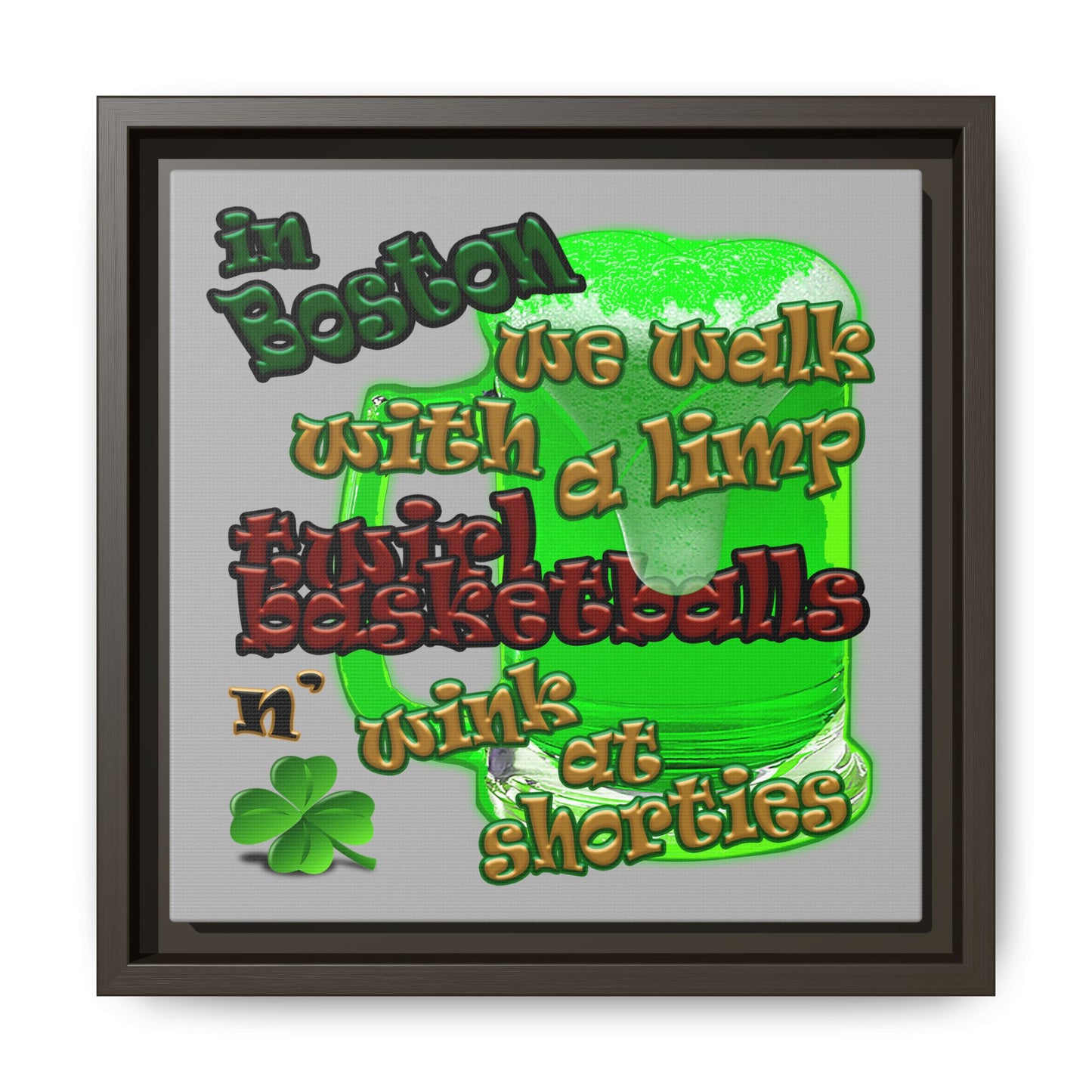 celtics logo - framed canvas art (light grey)