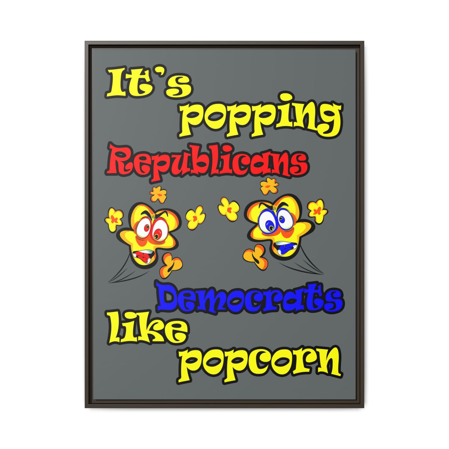 popping like popcorn - framed canvas art (dark grey)