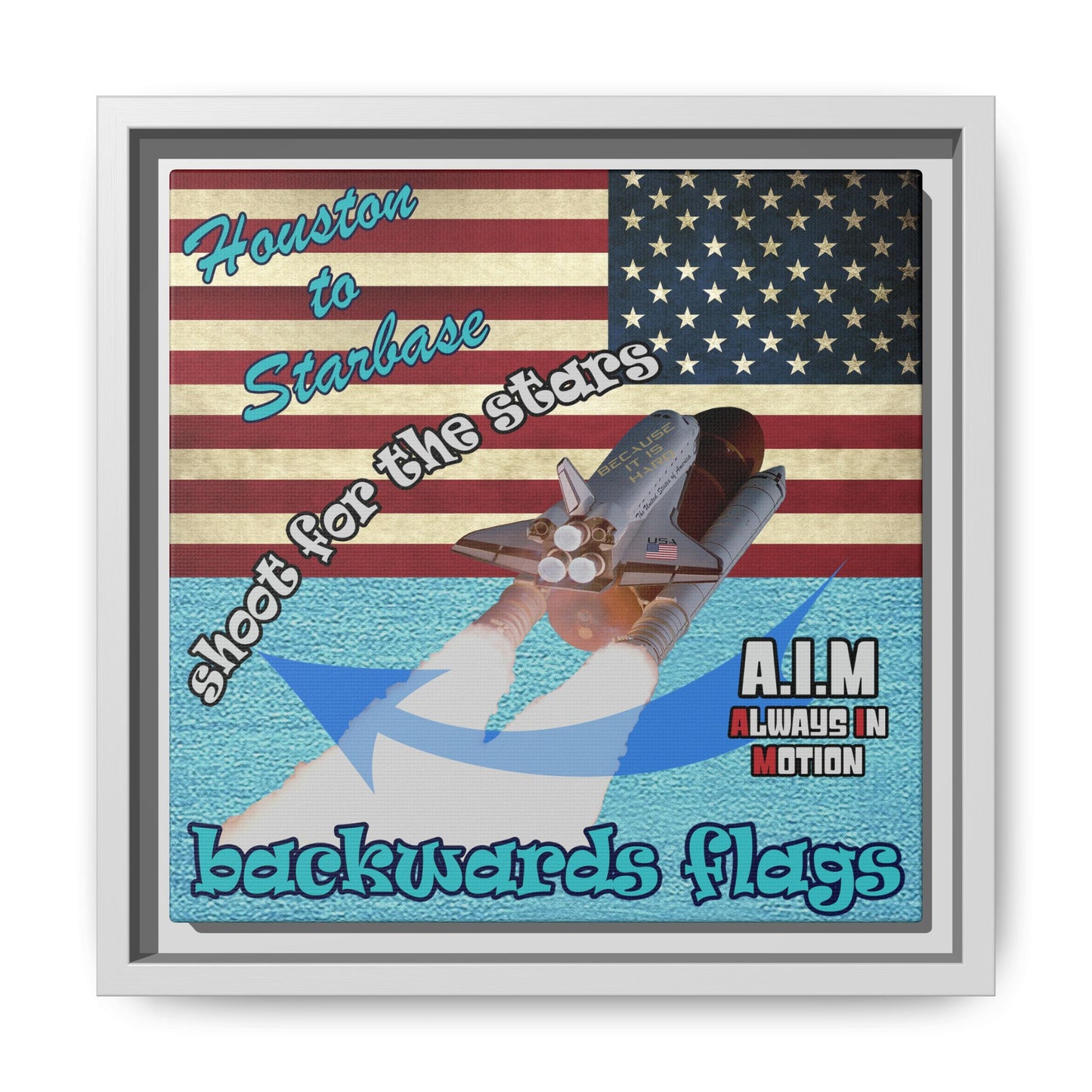 shoot for the stars - framed canvas art (faded blue)