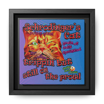 schrodinger's cat - framed canvas art (light blue-purple wave)