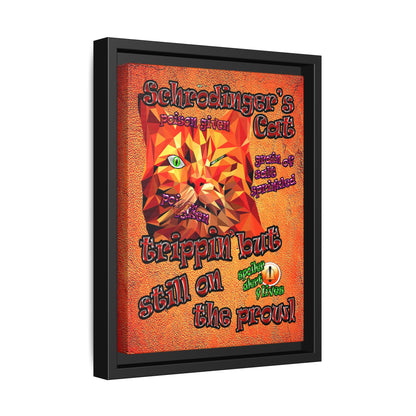 schrodinger's cat - framed canvas art (burnt orange)