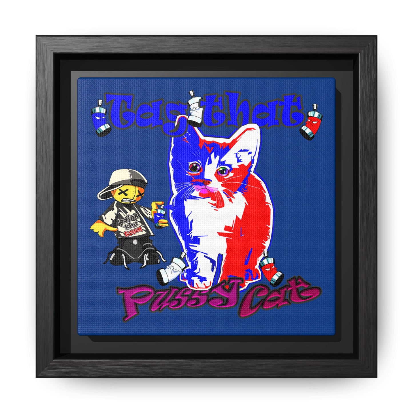 tag that - framed canvas art (dark blue)