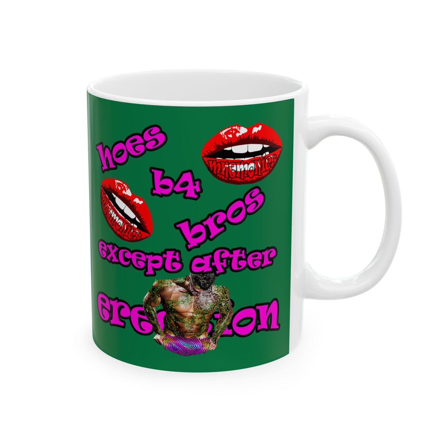 hoes b4 bros - White Mug (dark green)