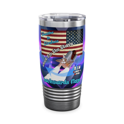 shoot for the stars - Ringneck Tumbler, 20oz (grey-pink wave)