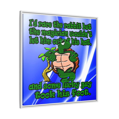 turtle race - framed canvas art (blue-white wave)