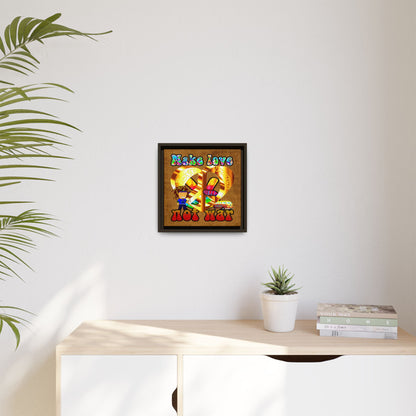love peace - framed canvas art (brown papyrus)